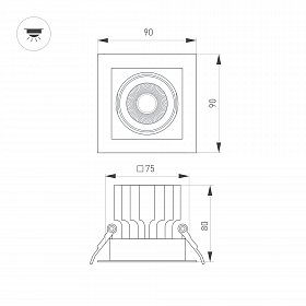 Светильник MS-VORTEX-BUILT-S90x90-12W Day4000 (WH-WH, 20 deg, 230V) (Arlight, IP20 Металл, 5 лет)