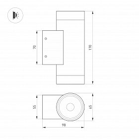 Светильник настенный LGD-RAY-TWIN-R65-2x9W Day4000 (Серый, 23 deg, 230V) (Arlight, IP65 Металл, 3 года)
