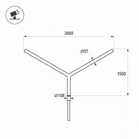 Кронштейн OXOR-SY2-3000x108-L1500 BLACK (Arlight, Сталь)