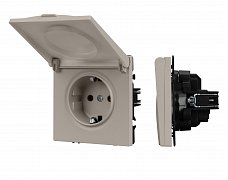 ARL NOBE Розетка зк со шторками и крышкой софт-тач кашемир SCT-MCP-SFPL-CA (250V, 16A) (Arlight, -)