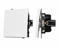 Механизм выключателя двухклавишный непроходной SWT-TENDO-MK02-PL-WH (230V, 10A) (Arlight, Белый)