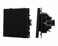 ARL NOBE Выключатель 3 кл софт-тач черный оникс SWT-MK03-SFPL-BK (250V, 10A) (Arlight, -)