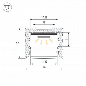 Профиль SL-SLIM-H13M-2000 ANOD (Arlight, Алюминий)