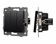 Механизм выключателя трехклавишный непроходной SWT-MK03-PL-BK-V (250V, 10A) (Arlight, -)