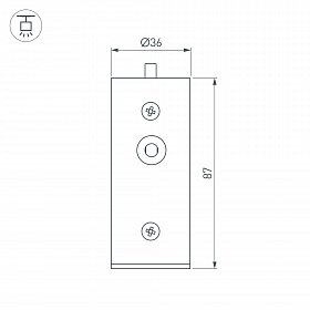 Заглушка ROUND-D36-360 BLACK с отверстием (Arlight, Металл)