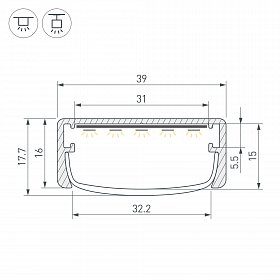 Профиль ARH-WIDE-W39-2000 ANOD (Arlight, Алюминий)