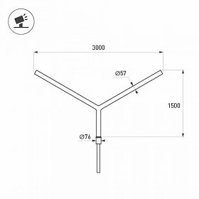Кронштейн OXOR-SY2-3000x76-L1500 BLACK (Arlight, Сталь)