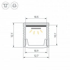 Профиль LINE-1212-2000 ANOD (Arlight, Алюминий)