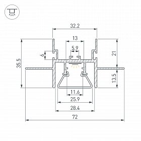 Профиль с экраном STRETCH-CEIL-CENTER-S-1000 (Arlight, Алюминий)