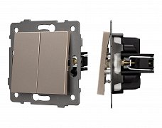 Механизм выключателя двухклавишный самовозвратный SWT-MKR2-PL-GD-V (250V, 10A) (Arlight, -)