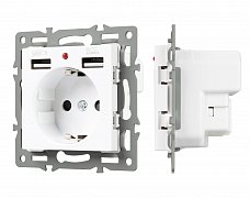 Механизм розетки с USB зарядкой SCT-MUAA-PL-WH (250V, 16A) (Arlight, -)
