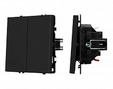 ARL NOBE Выключатель звонковый 2 кл софт-тач черный оникс SWT-MKR2-SFPL-BK (250V, 10A) (Arlight, -)
