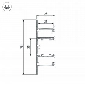 Профиль WALL-2575-DUAL-2000 ANOD (Arlight, Алюминий)