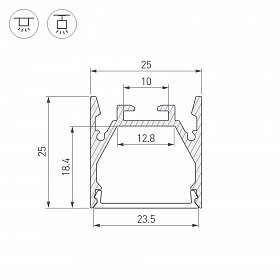 Профиль LINE-2525-2000 ANOD (Arlight, Алюминий)