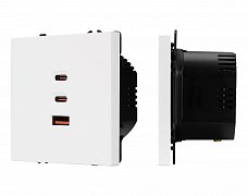 ARL NOBE USB Розетка тип А+С+С софт-тач белый кварц SCT-MUACC-SFPL-FC-WH (65W, QC3) (Arlight, -)