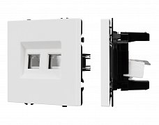 ARL NOBE Розетка телефонная двойная софт-тач белый кварц SCT-MTL2-SFPL-WH (2хRJ-11, 4C) (Arlight, -)